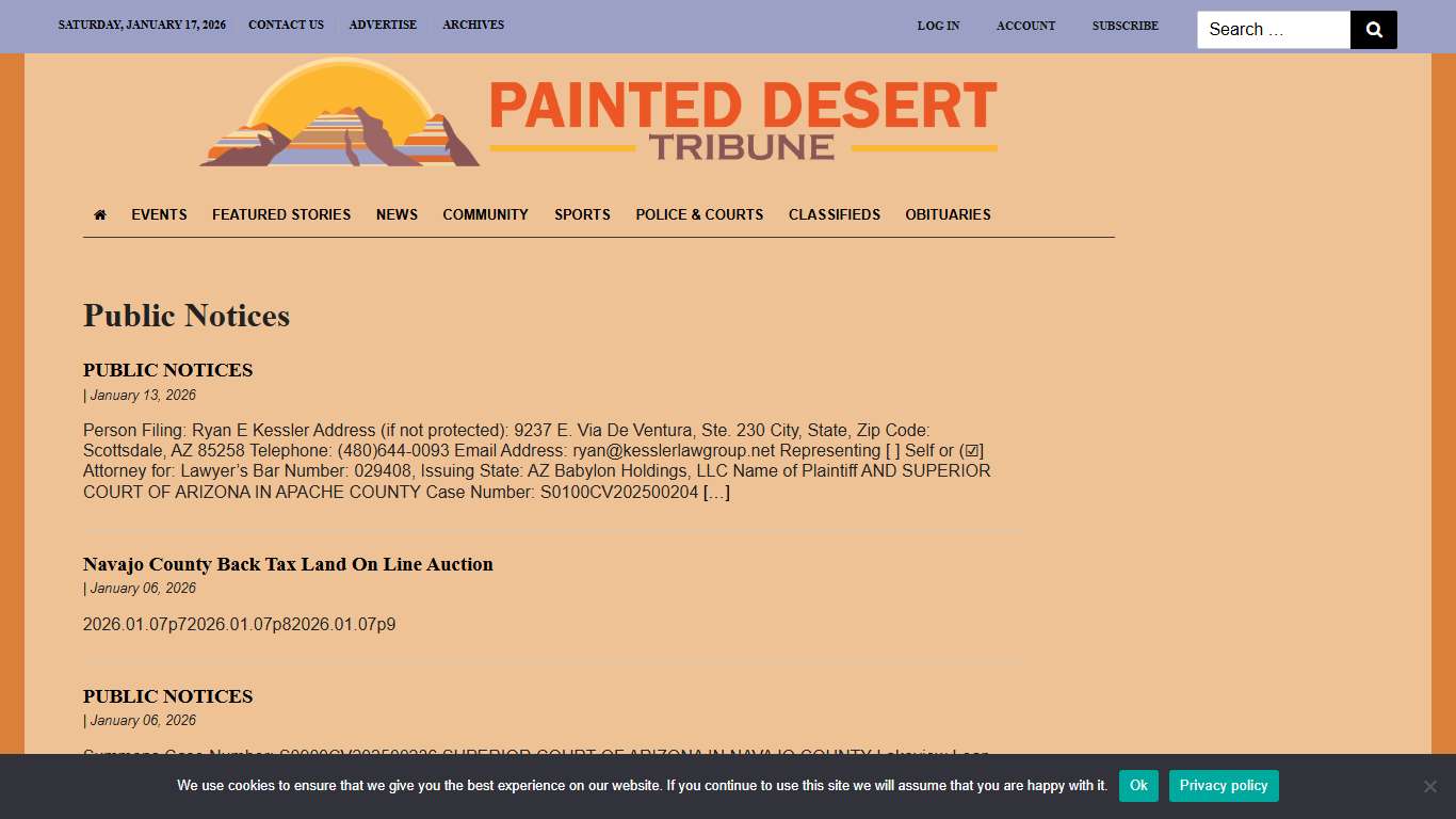 Public Notices - Painted Desert Tribune