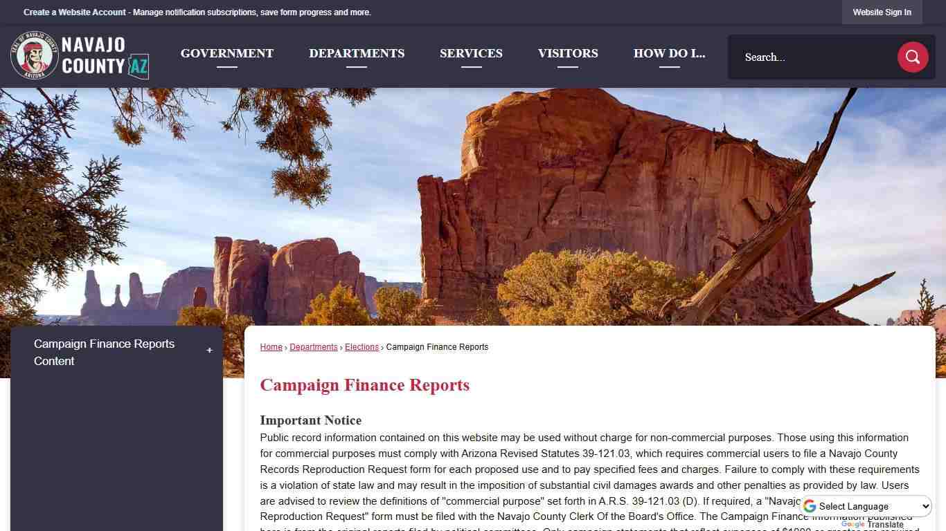 Campaign Finance Reports | Navajo County, AZ