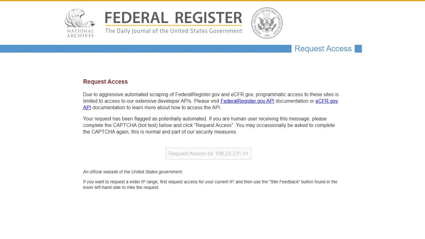Federal Register :: Request Access